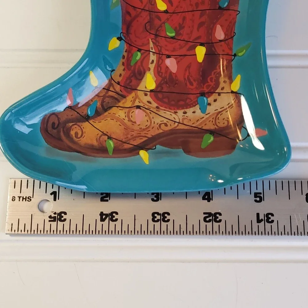 The Pioneer Woman Spoon Rest Christmas Cowboy Boot with Lights Melamine New